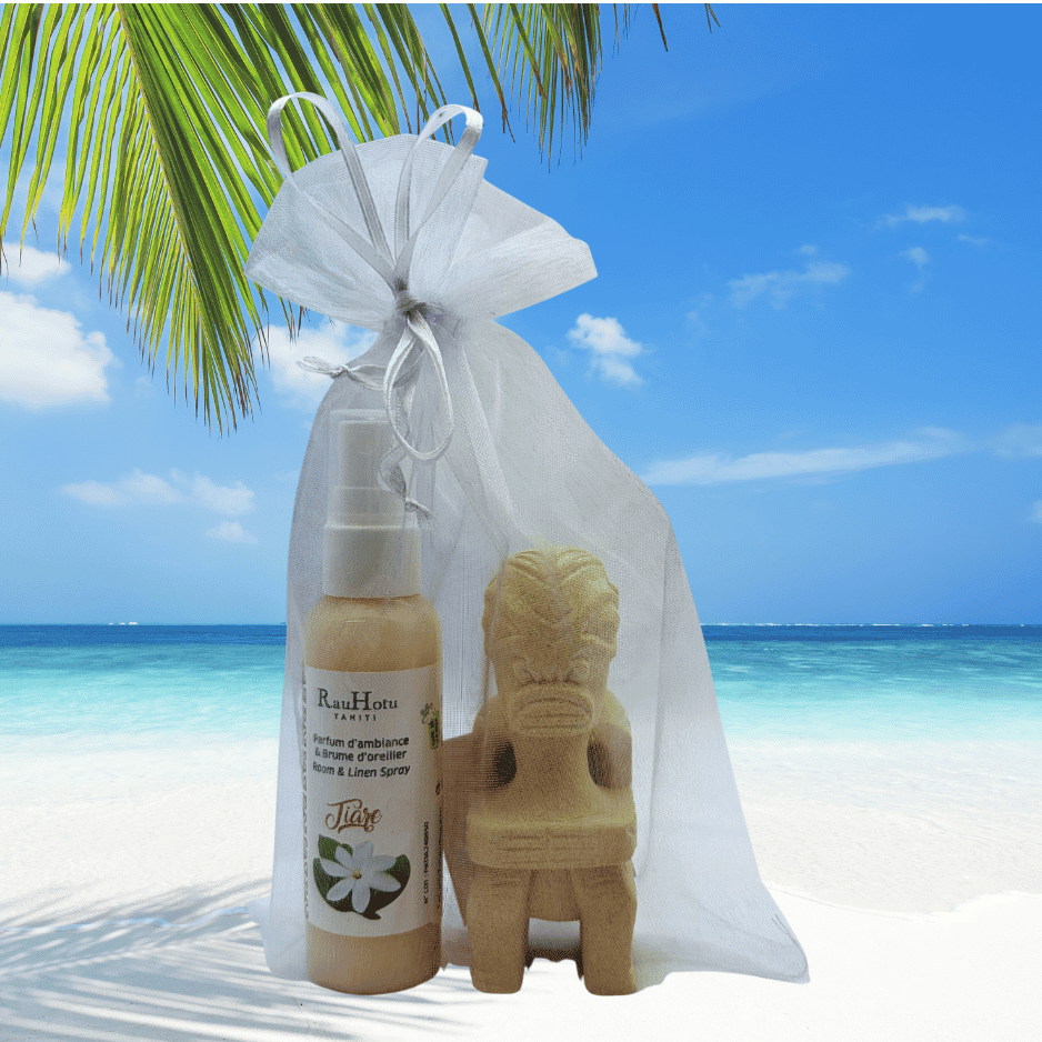 HEINOA : 1 tiki sable & 1 parfum ambiance Tiare 60ml spray 