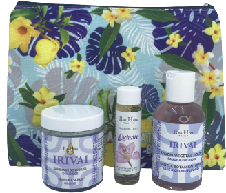 KAHAIA coffret 1gommage 120ml 1savon végétal 100ml 1monoï perle 30ml plast 1trousse